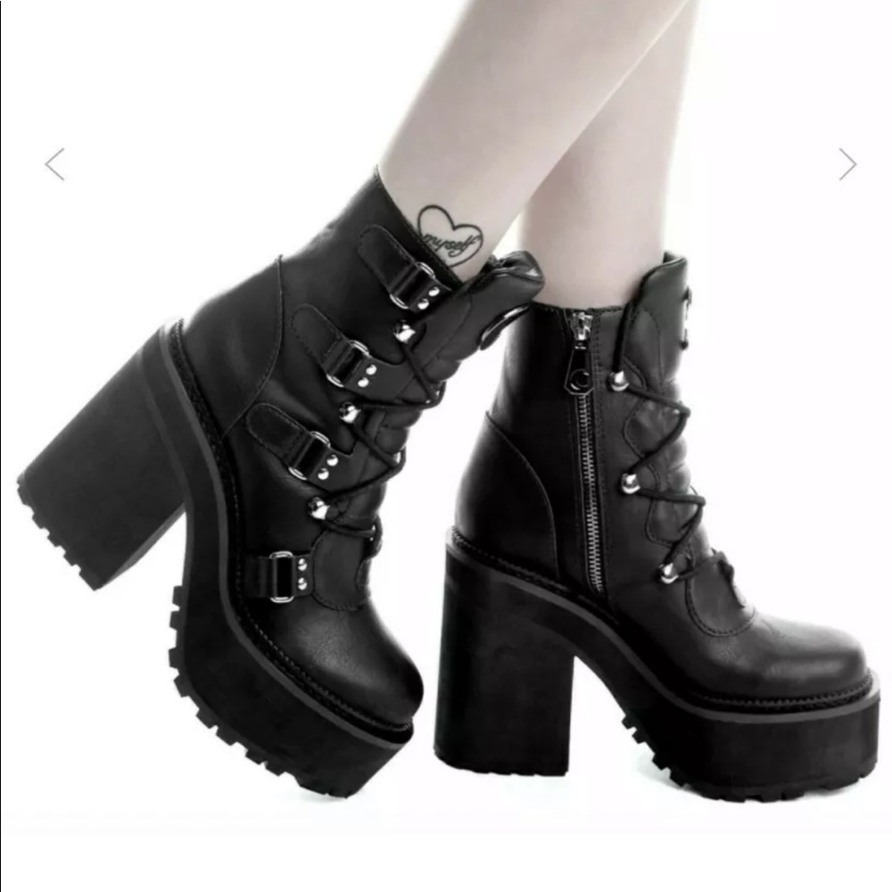 KILLSTAR Broom Rider Boots Punk Goth Platform Shoe - Picture 4 of 8
